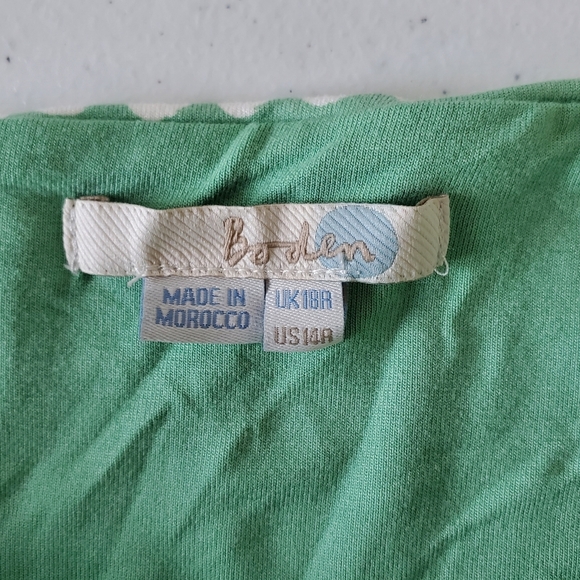 Boden Halter Neck Midi Dress Size 14 Polka Dot Green and White Stretch Viscose - Picture 13 of 15